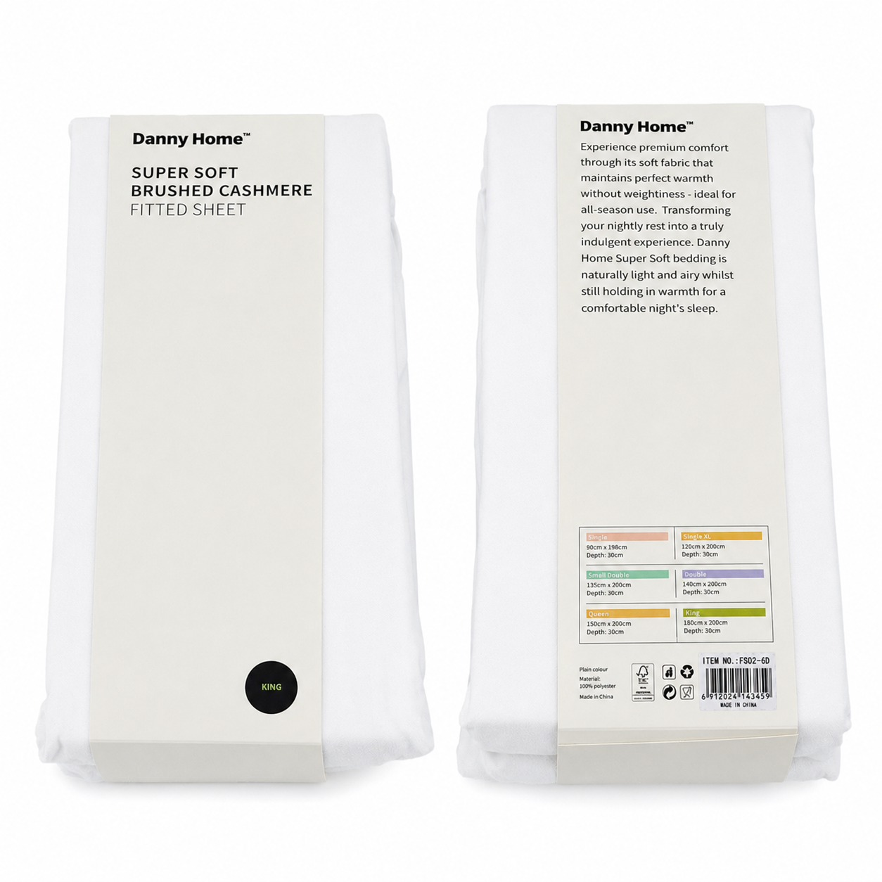 fs02-6d Dannyhome Простыня на резике DH-FS02-6D WHITE (180*200+30 см) — изображение 1